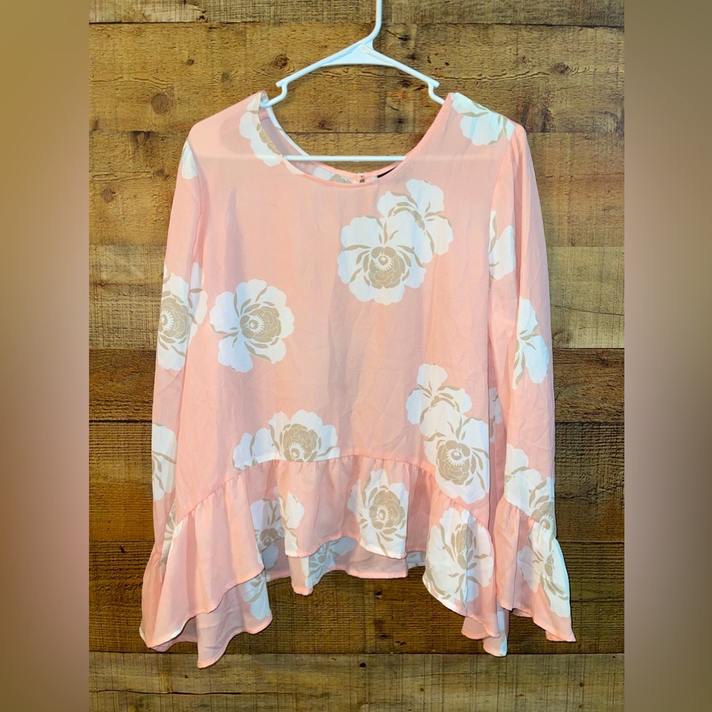 Ana pink floral boho babydoll blouse